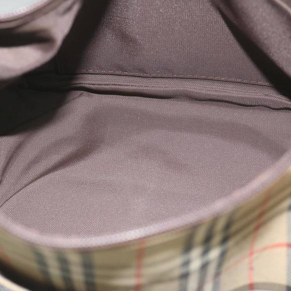 Burberrys Nova Check Shoulder Bag Nylon Canvas Beige Auth 60438 - Picture 12 of 16